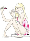 Sticker  déco  :  Copine au Téléphone