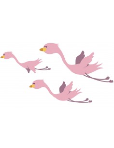 FLAMINGO - Stickers muraux - Plantes verts et pois