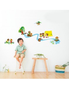 Stickers Forêt,Sticker Forêt: Frise castors et rivière 2