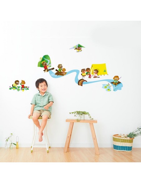 Stickers Forêt,Sticker Forêt: Frise castors et rivière
