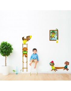 Stickers Forêt,Sticker enfant: Castors transportant une planche 2