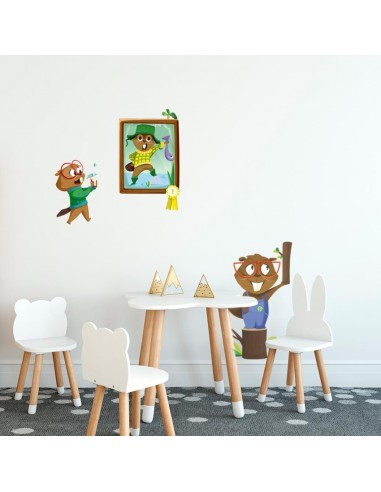 Stickers Forêt,Sticker enfant: Trophée de pêche castor Stickers Forêt,Sticker enfant: Trophée de pêche castor