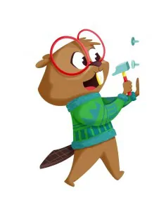 Stickers Forêt,Sticker enfant: Castor bricoleur
