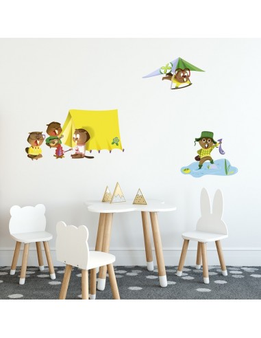 Stickers Forêt,Sticker enfant: Castors campeurs Stickers Forêt,Sticker enfant: Castors campeurs