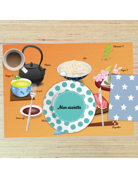 Set de table,Set de table enfant: repas japonais