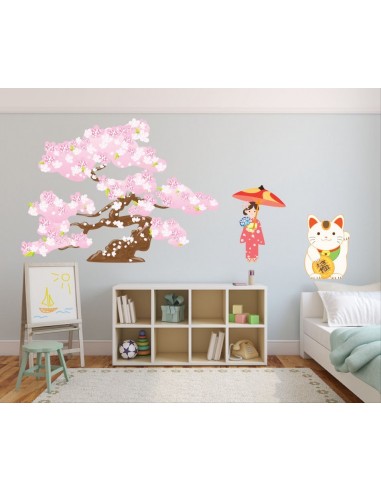 Stickers Asie,Sticker enfants japon: Japonaise en kimono Stickers Asie,Sticker enfants japon: Japonaise en kimono