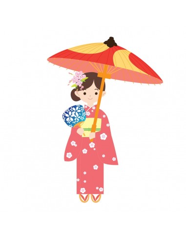Stickers Asie,Sticker enfants japon: Japonaise en kimono