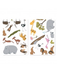 Stickers Bébé,Sticker Bébé: petite frise de 25 Stickers Savane 2