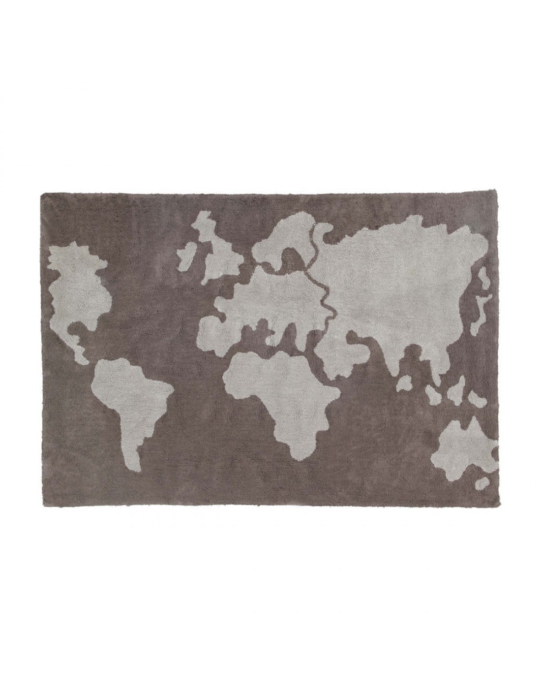 Home Deco Kids TX9066 Tapis Rectangulaire Enfant Carte du Monde Mappemonde Blanc Gris et Noir Coton H0,8 x 70 x 140 cm
