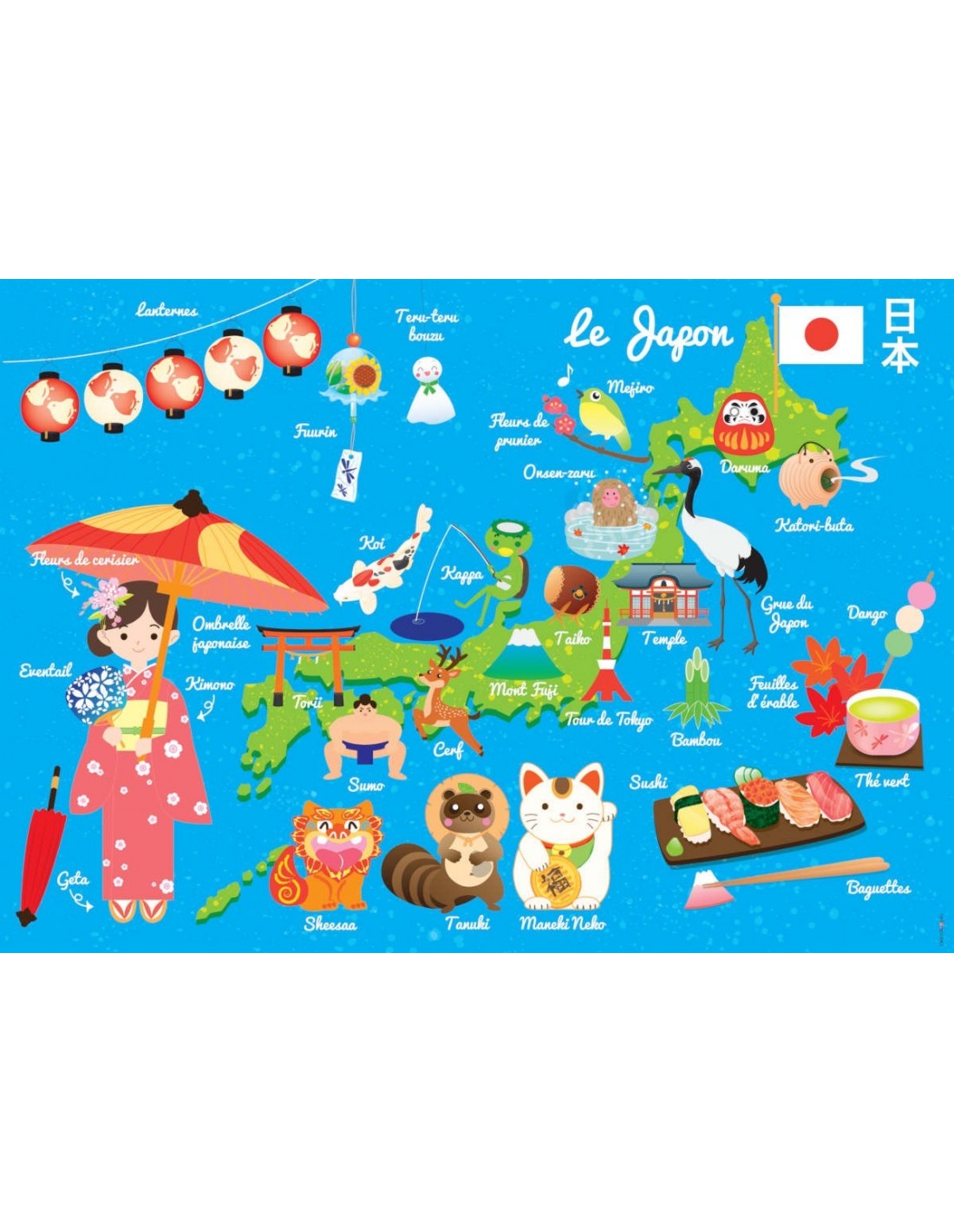 Set de table enfant: Carte du japon