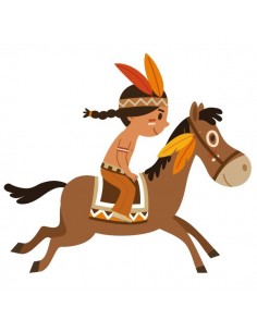 Stickers Indiens & Cowboys,Sticker garçon: indien et son cheval