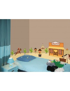 Stickers Indiens & Cowboys,Sticker déco: cowboy cheval 2