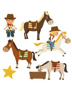 Stickers Indiens & Cowboys,sticker enfant: frise cowboy