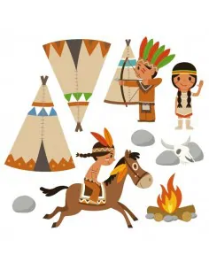 Stickers Indiens & Cowboys,sticker enfant: frise clan des