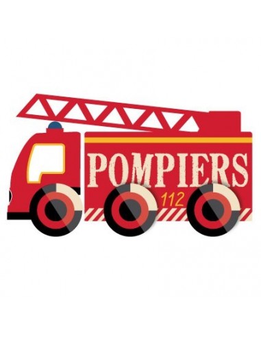 Stickers Pompier,sticker mural: camion pompier échelle