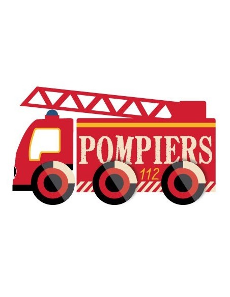 Stickers Pompier,sticker mural: camion pompier échelle