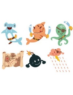 Stickers Pirates,Stickers frise Poissons pirates 2