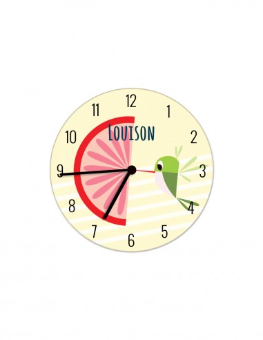 Horloges,Horloge enfant personnalisable: Pioupiou pamplemousse