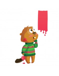 Stickers Forêt enfant: Castor peintre