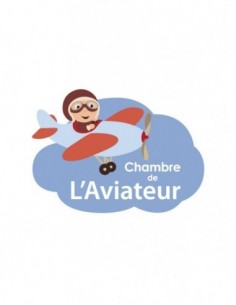 Chambre Voitures & Transports,Sticker de porte Enfant: Aviateur
