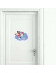 Chambre Voitures & Transports,Sticker de porte Enfant: Aviateur 2