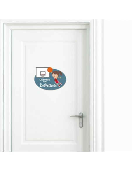 Plaques de porte,Sticker de porte Enfant: Basketteuse