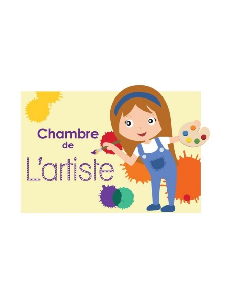 Plaques de porte,Sticker de porte Enfant: Artiste fille