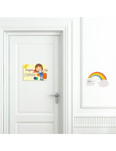 Plaques de porte,Sticker de porte Enfant: Artiste fille