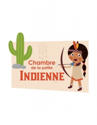 Chambre Indiens & Cowboys,Sticker de porte Enfant: Indienne