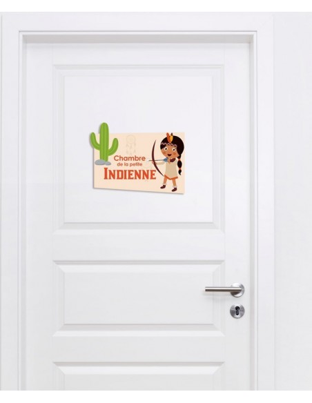 Chambre Indiens & Cowboys,Sticker de porte Enfant: Indienne