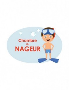 Plaques de porte,Sticker de porte Enfant: Nageur