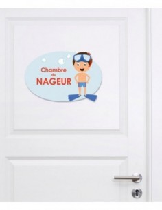 Plaques de porte,Sticker de porte Enfant: Nageur 2