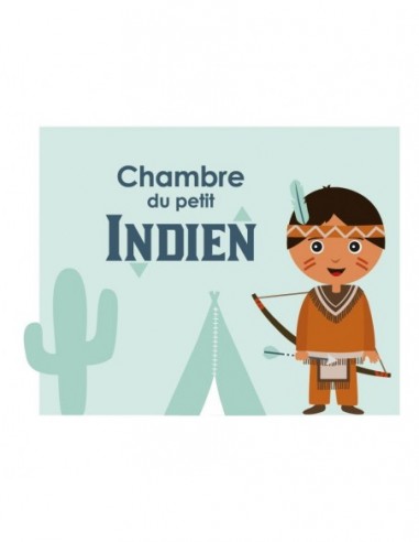 Chambre Enfant Vert,Sticker de Porte Enfant: Indien