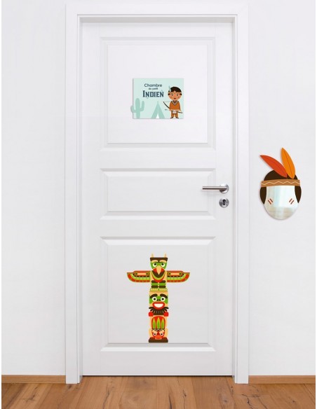 Chambre Enfant Vert,Sticker de Porte Enfant: Indien