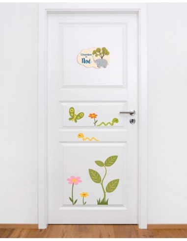 Chambre Savane,Sticker de porte Enfant personnalisée: Éléphant Chambre Savane,Sticker de porte Enfant personnalisée: Éléphant