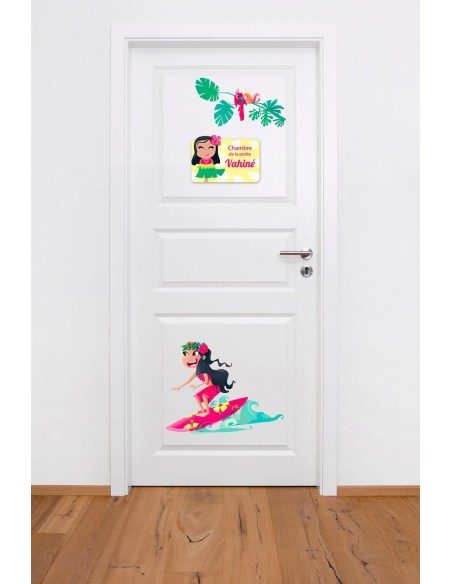 Thèmes chambre Fille,Sticker de Porte Enfant Fille: Vahiné