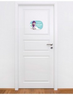 Thèmes chambre Fille,Sticker de Porte Enfant Fille: Skieuse 2