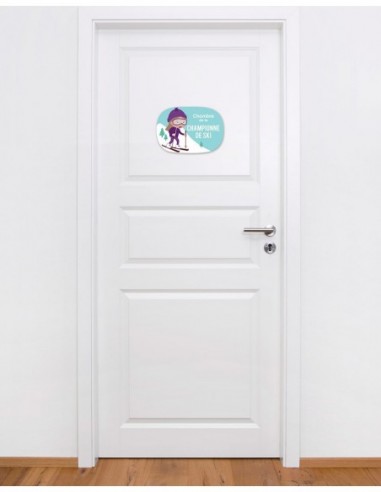 Thèmes chambre Fille,Sticker de Porte Enfant Fille: Skieuse Thèmes chambre Fille,Sticker de Porte Enfant Fille: Skieuse