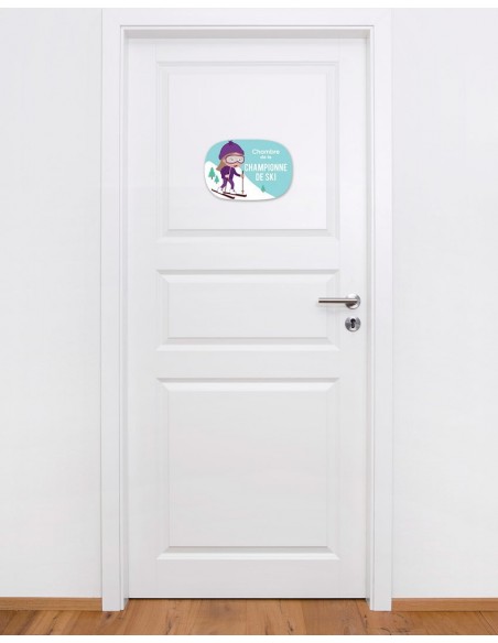 Thèmes chambre Fille,Sticker de Porte Enfant Fille: Skieuse