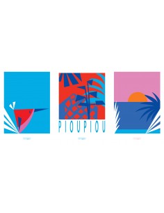 Poster enfant,Kit 3 affiches - Pioupiou à la mer
