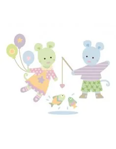 Stickers Nounours Doudous,sticker bébé: Doudou pêche