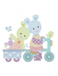 Stickers Nounours Doudous,sticker bébé: Doudou petit Vélo