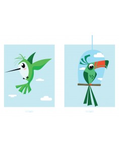 Poster enfant,Kit 2 affiches - Pioupiou Nuages