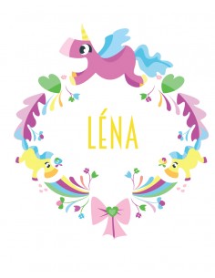 Stickers Féerie & Princesse,Stickers de Porte Prénom: Licorne