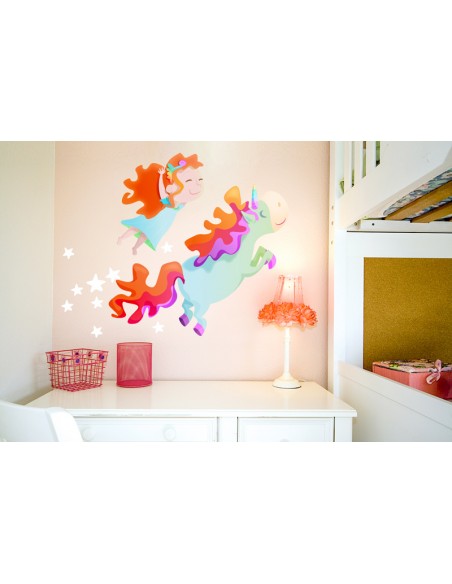 Stickers Féerie & Princesse,Stickers Enfant: Fille rousse