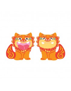Stickers Monde,Sticker japon: Shisa mâle et femelle
