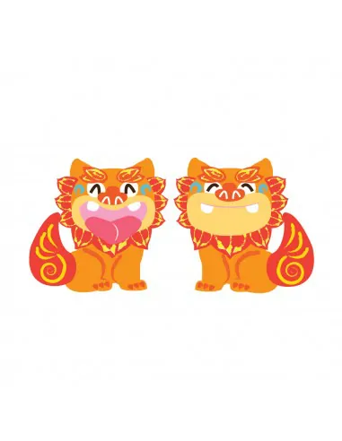 Stickers Monde,Sticker japon: Shisa mâle et femelle