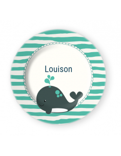 Vaisselle personnalisée,Assiette enfant prénom: Baleine 2