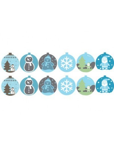 Stickers Noël,Stickers: Frise Boules de Noël "bleu" (x12)