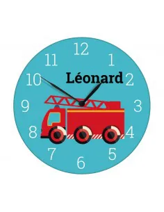 Horloges,Horloge enfant prénom: camion pompier